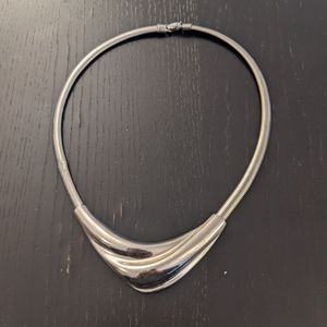 Vintage chrome/silver bib necklace